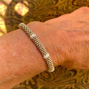 Authentic Lagos bracelet with white caviar stations; size medium